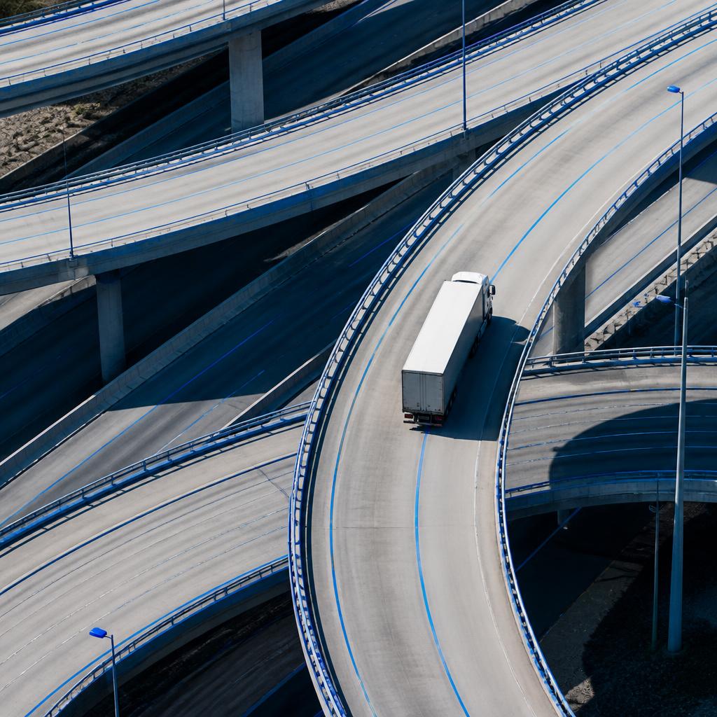 Aerial view of a European road interchange
